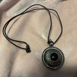Elegant/Bold Black and Silver Pendant Necklace